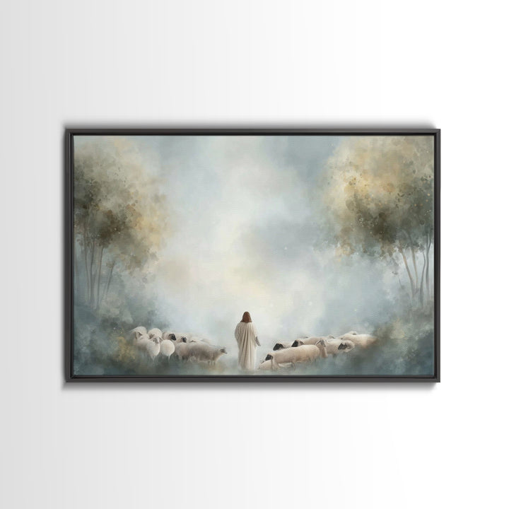 Shepherd Of Peace – Framed Canvas Print – Christian Wall Art – Christian Art Canvas – Jesus Painting – Subtle Christian Art – Christian Gif