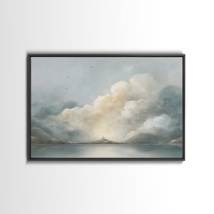 Gathered In Stillness, Framed Canvas Print, Christian Art Canvas, Christian Wall Art, Jesus Painting, Subtle Christian Paintings, Christian