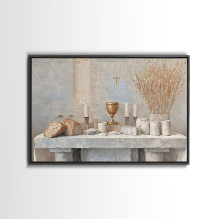Bread Of Glory – Framed Canvas Print – Christian Art Print – Framed Christian Art – Christian Wall Art – Modern Christian Painting – Christ