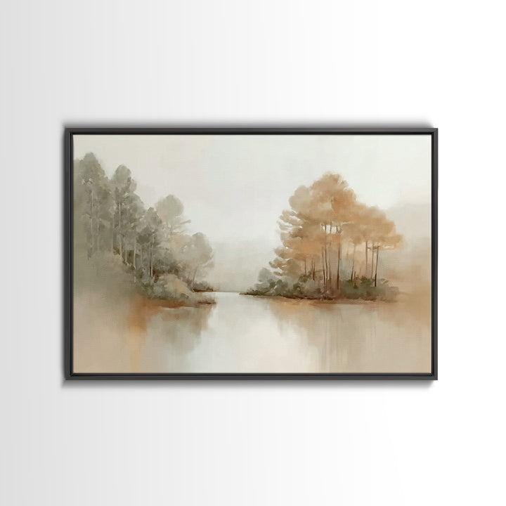 Autumn River Peace, Framed Canvas Print, Christian Wall Art, Christian Art Canvas, Minimalist Christian Art, Christian Art Print, Modern Ch