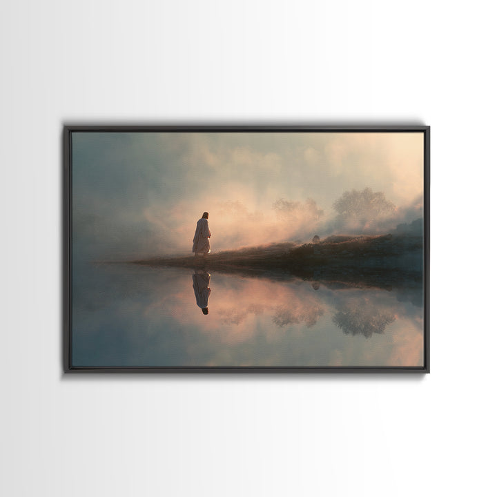Desert Walk Light – Framed Canvas Print – Jesus Painting – Christian Wall Art – Christian Art Canvas – Large Jesus Painting – Modern Christ