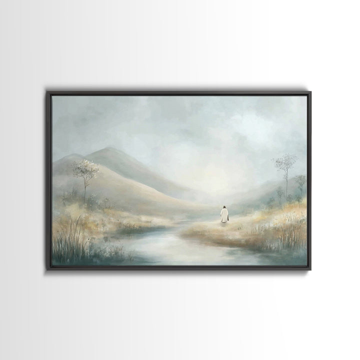 Quiet Valley Light – Framed Canvas Print – Christian Wall Art – Christian Art Canvas – Jesus Painting – Pastoral Scenery – Christian Art