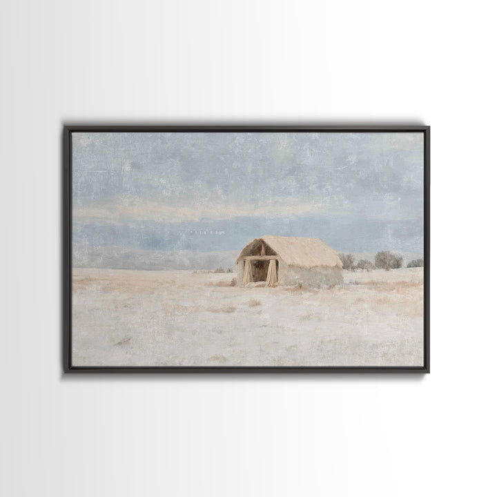 Humble Shelter Peace | Framed Canvas Print | Christmas Art Framed | Christian Christmas Decor | Christian Art Canvas | Christmas Wall Art |