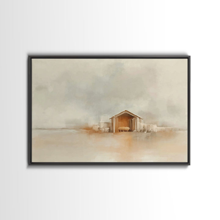 Starlit Holy Scene, Framed Canvas Print, Christian Art Canvas, Christian Christmas Art, Christmas Wall Art, Christian Decor For Home, Subtl