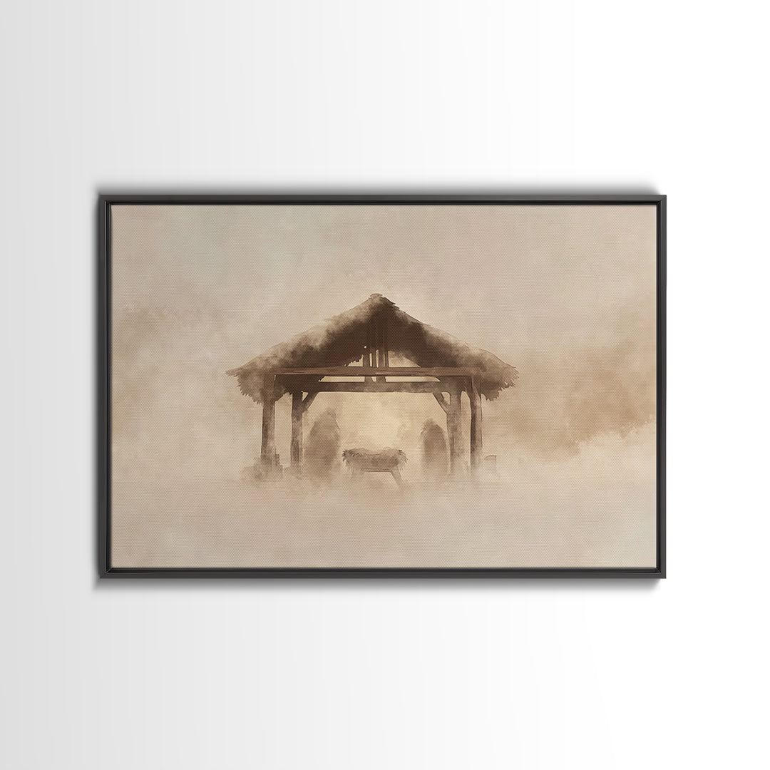 Nativity Stillness – Framed Canvas Print – Christian Christmas Art – Christian Art Canvas – Christian Wall Art – Christmas Art Prints – Chr