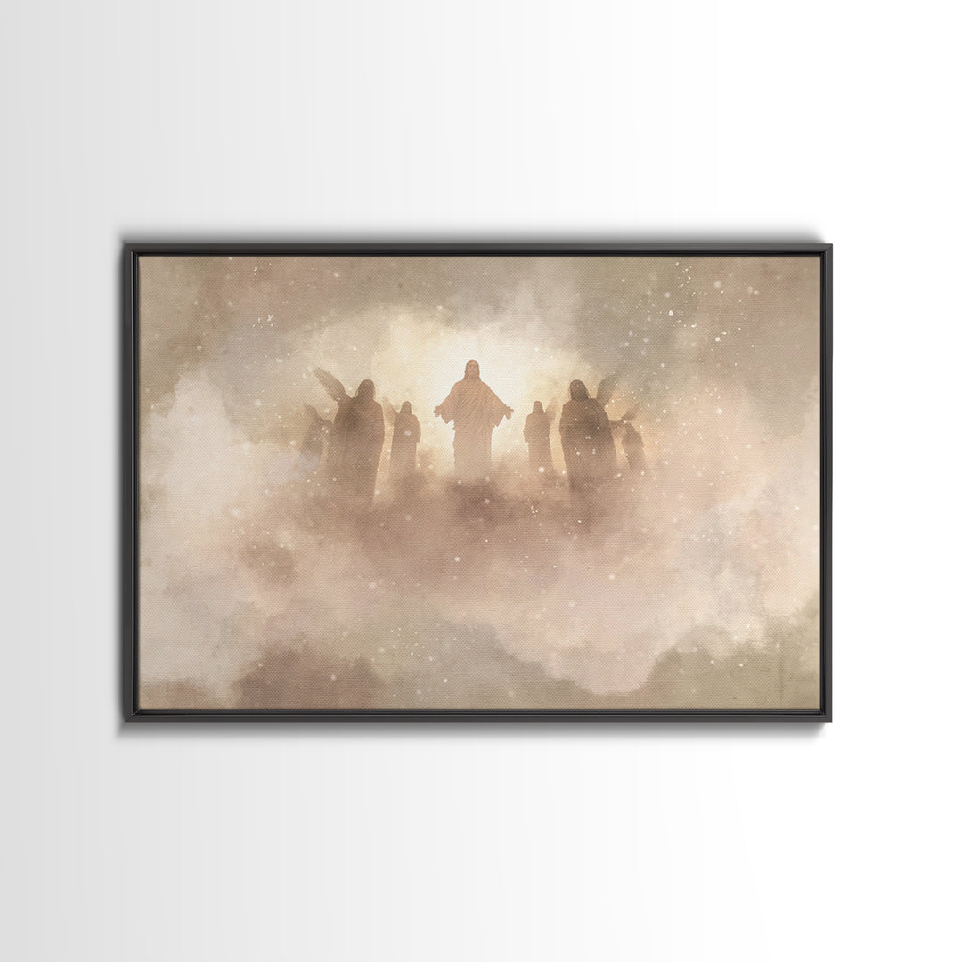 Glory In The Clouds, Framed Canvas Print, Christian Art Canvas, Jesus Painting, Modern Christian Art, Christian Wall Art, Christian Art