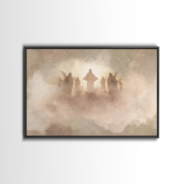 Glory In The Clouds, Framed Canvas Print, Christian Art Canvas, Jesus Painting, Modern Christian Art, Christian Wall Art, Christian Art