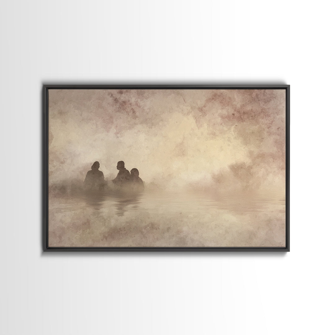 Dawn Baptism Peace – Framed Canvas Print – Christian Art Canvas – Christian Wall Art – Moody Christian Art – Jesus Painting – Christian Chr