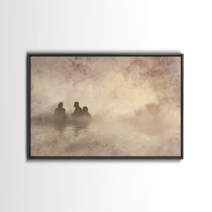 Dawn Baptism Peace – Framed Canvas Print – Christian Art Canvas – Christian Wall Art – Moody Christian Art – Jesus Painting – Christian Chr
