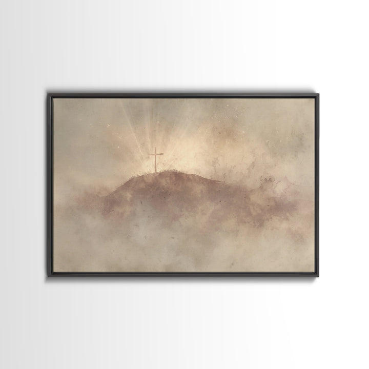 Cloudrise Redemption – Framed Canvas Print – Christian Art Canvas – Christian Wall Art – Moody Christian Art – Christian Decor – Jesus Pain