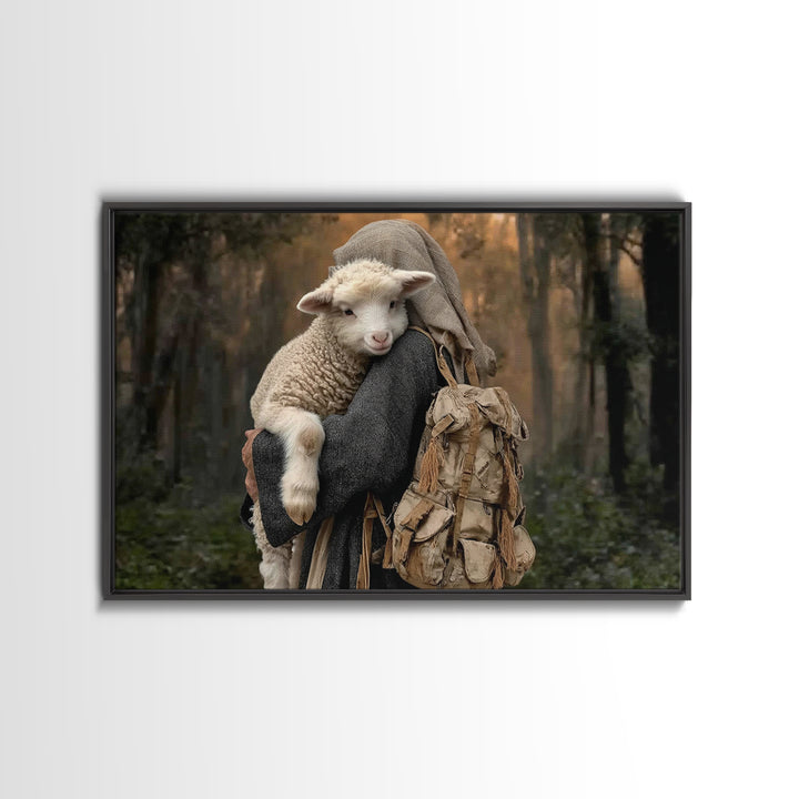 Faithful Shepherd Path – Framed Canvas Print – Christian Art Canvas – Christian Wall Art – Christian Decor – Jesus Painting – Rustic Christ