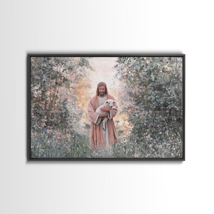 Garden Mercy Glow – Framed Canvas Print – Christian Wall Art – Christian Art Canvas – Jesus Painting – Christian Decorations – Large Christ