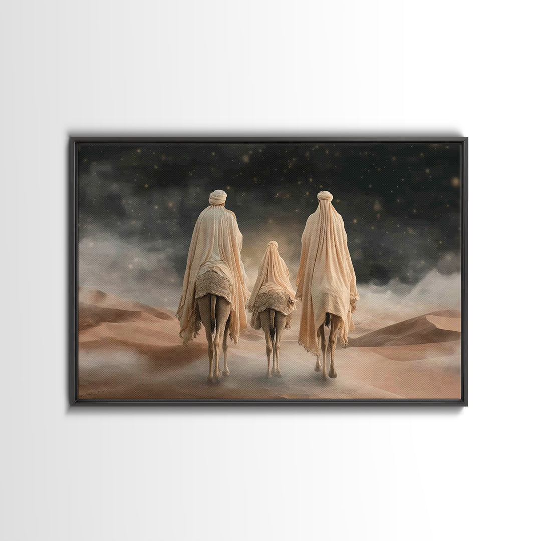 Desert Pilgrims – Framed Canvas Print – Christian Wall Art – Christian Art Canvas – Christian Christmas Art – Jesus Painting