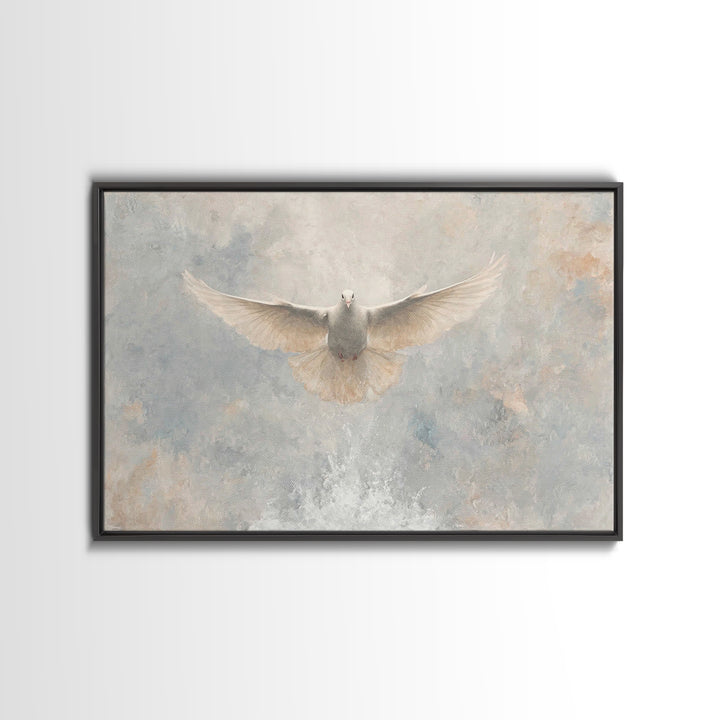 Heavenly Descent, Framed Canvas Print, Christian Wall Art, Christian Art Canvas, Christian Art, White Christmas Art, Christian Christmas Ar