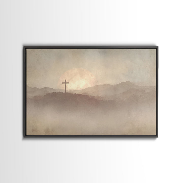 Moonrise Sanctuary, Framed Canvas Print, Christian Art Work, Moody Christian Art, Christian Wall Art, Christian Art Canvas, Subtle Christia