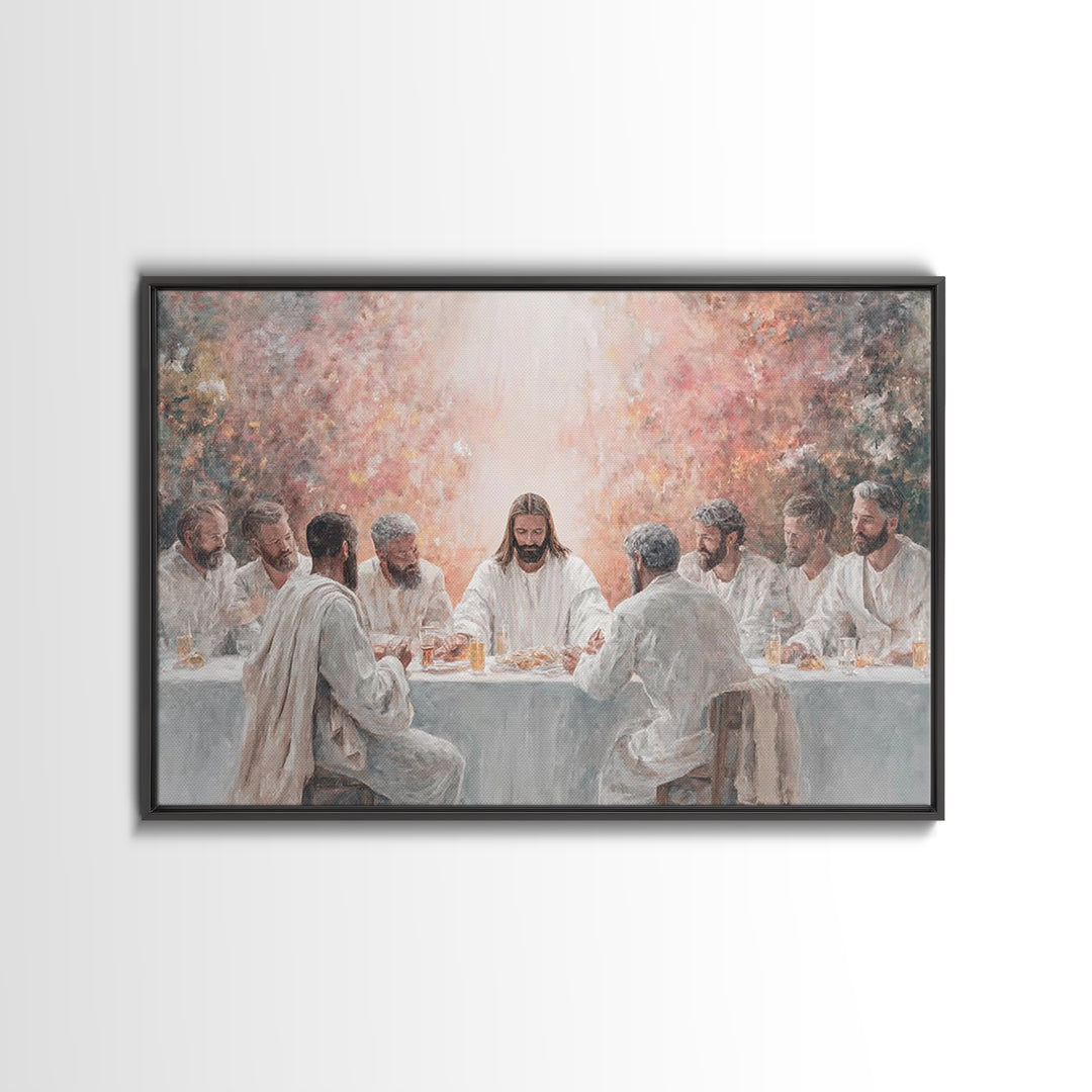 Heavenly Supper - Framed Canvas Print - Christian Art Canvas - Christian Wall Art - Modern Jesus Art - Christian Christmas Art - Christian