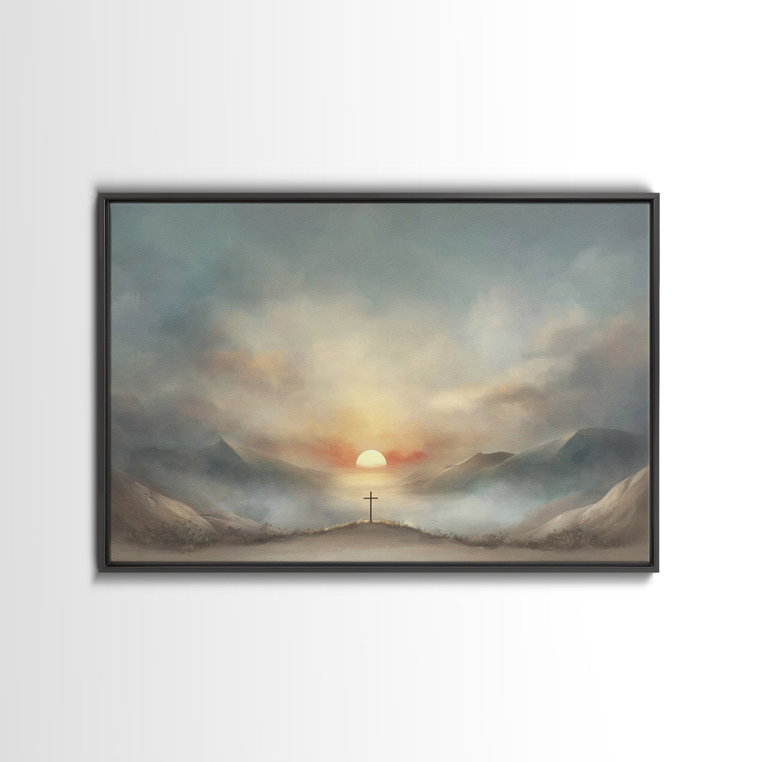 Valley Of Mercy, Framed Canvas Print, Christian Art Canvas, Christian Wall Art, Modern Christian Painting, Christian Decor, Blue Christian