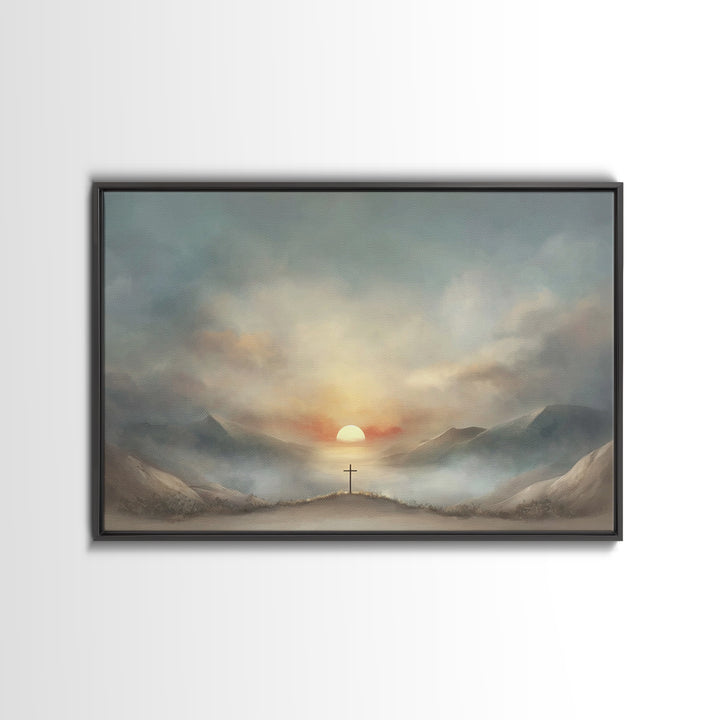 Valley Of Mercy, Framed Canvas Print, Christian Art Canvas, Christian Wall Art, Modern Christian Painting, Christian Decor, Blue Christian