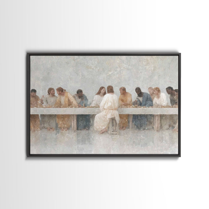Sacred Banquet Harmony, Framed Canvas Print, Christian Art Work, Modern Christian Painting, Jesus Paintings, Christian Decor, Christmas Art