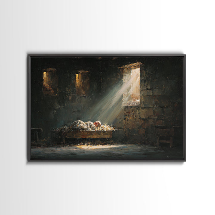 Star-Born Light – Framed Canvas Print – Christian Wall Art – Christmas Art – Jesus Painting – Christian Art Canvas – Christian Christmas De