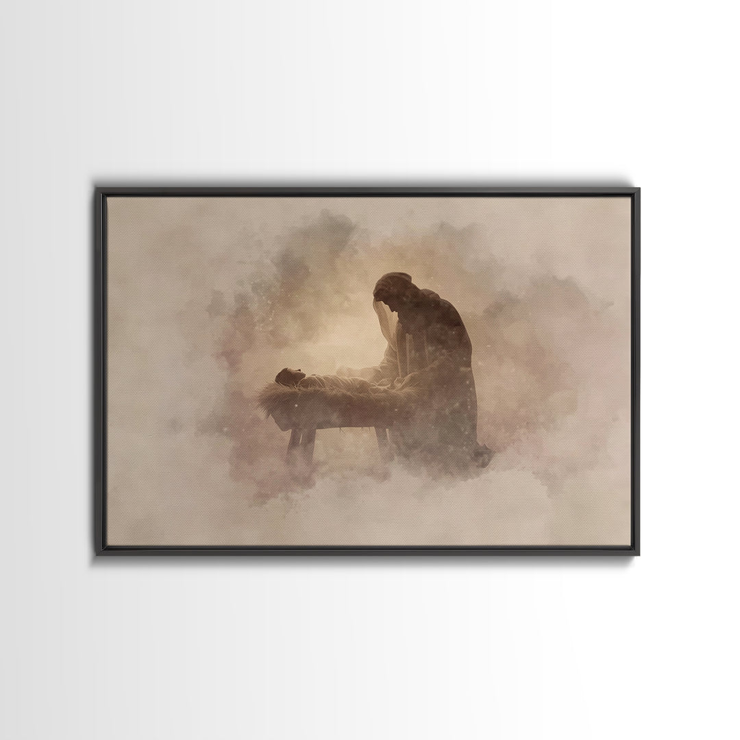 Sacred Manger Calm | Framed Canvas Print | Christian Art Canvas | Jesus Christmas Art | Christmas Wall Art | Subtle Christian Art | Christi