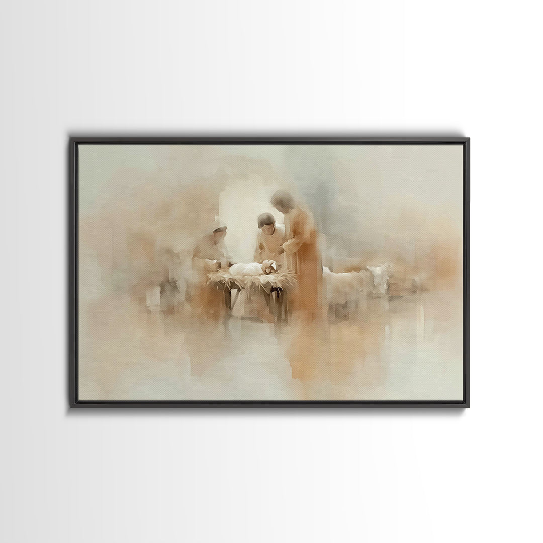 Blessed Nativity Circle – Framed Canvas Print – Christian Art Canvas – Christmas Art Prints – Jesus Christmas Art – Christian Wall Art – Ch