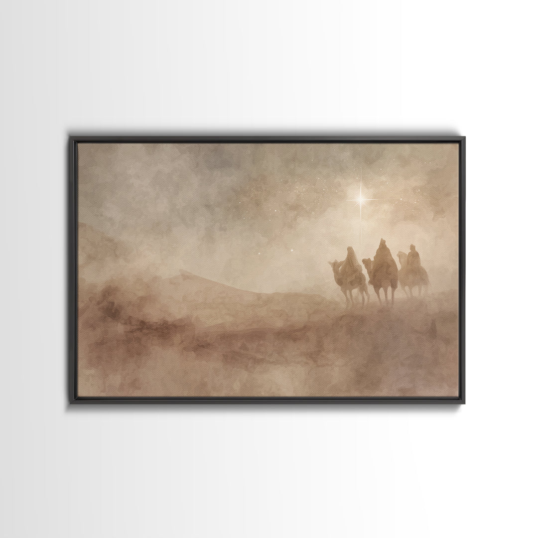 Radiant Star Path, Framed Canvas Print, Christian Wall Art, Christmas Art Work, Christian Art Painting, Jesus Christmas Art, Christian Art