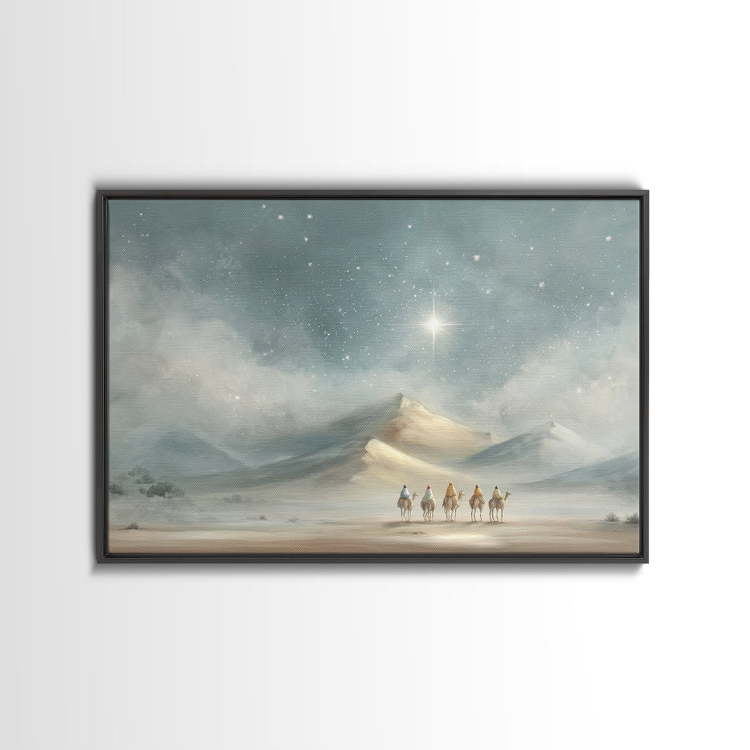 Winter Caravan Grace, Framed Canvas Print, Christian Art Work, Christian Christmas Art, Christian Wall Art, Jesus Painting, Christmas Art P