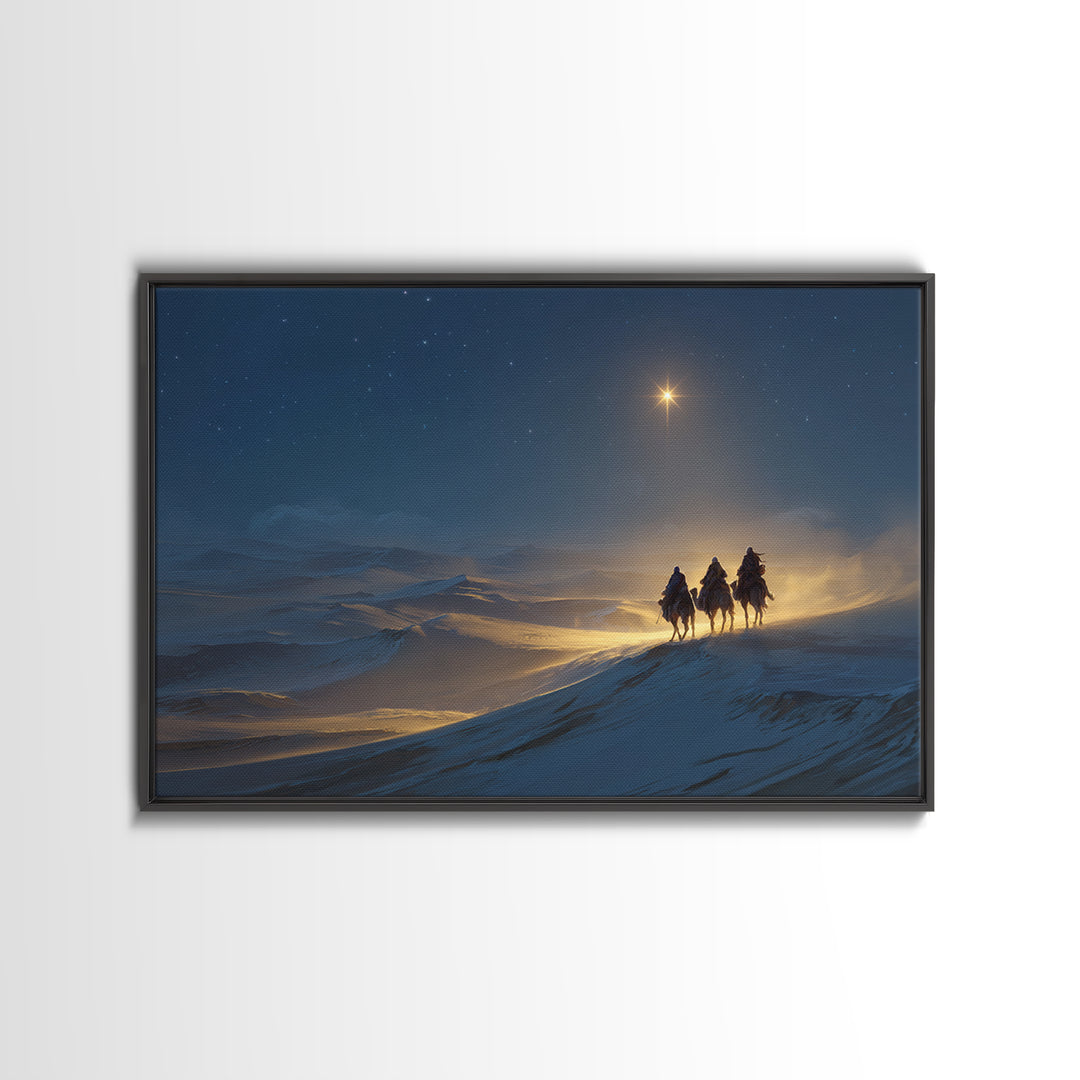 Night Of The Kings, Framed Canvas Print, Christian Art Prints, Christian Christmas Art, Christian Wall Art, Jesus Painting, Christmas Art W