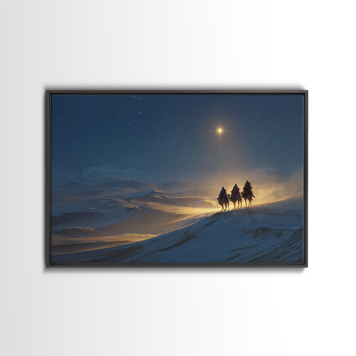 Night Of The Kings, Framed Canvas Print, Christian Art Prints, Christian Christmas Art, Christian Wall Art, Jesus Painting, Christmas Art W