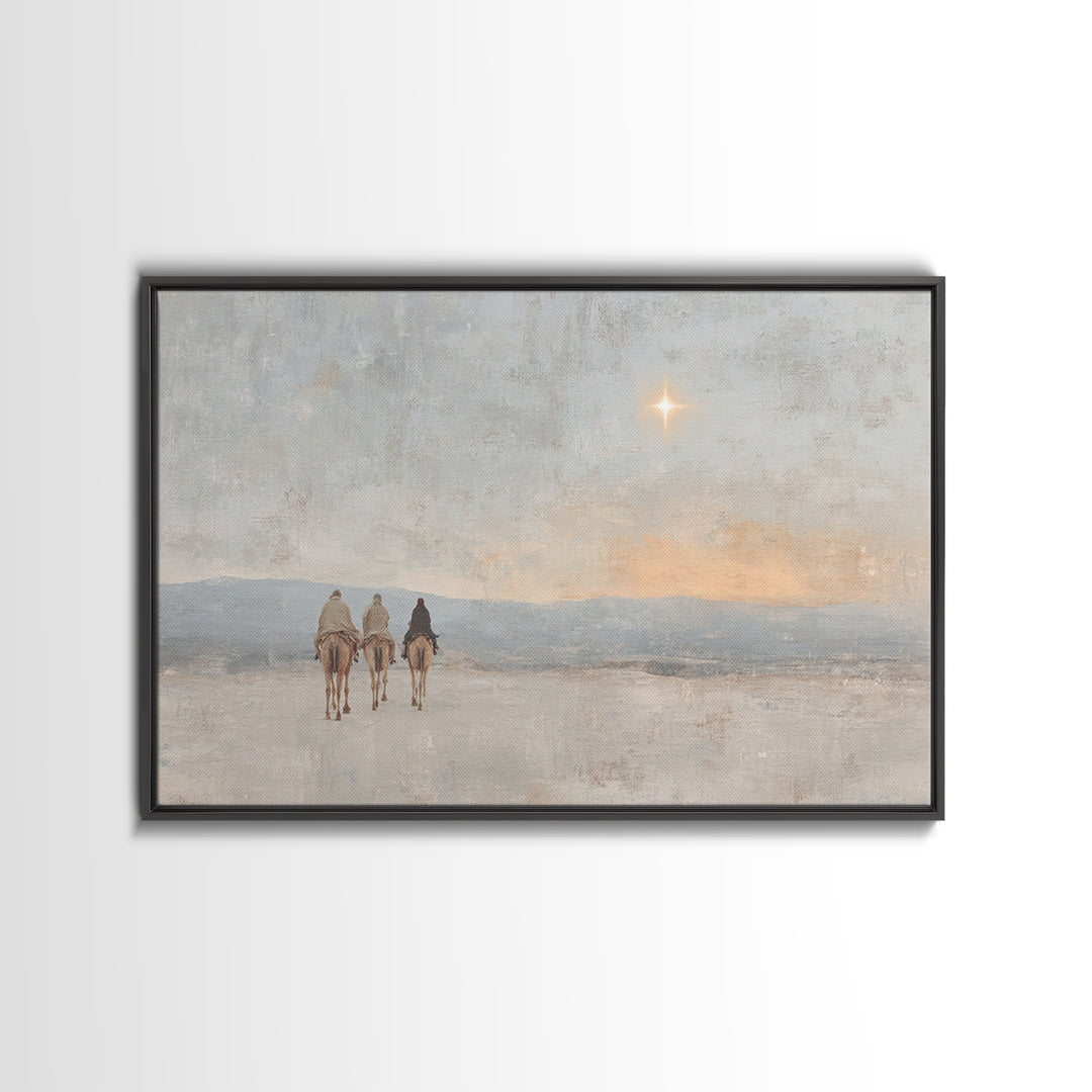 Dawn Star Path | Framed Canvas Print | Christian Art Work | Christmas Art | Christian Art Canvas | Christian Christmas Decor | Jesus Painti