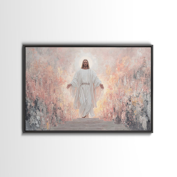 Heaven’s Welcome, Framed Canvas Print, Christian Wall Art, Jesus Painting, Christian Art Canvas, Christian Art Prints, Christian Art Work