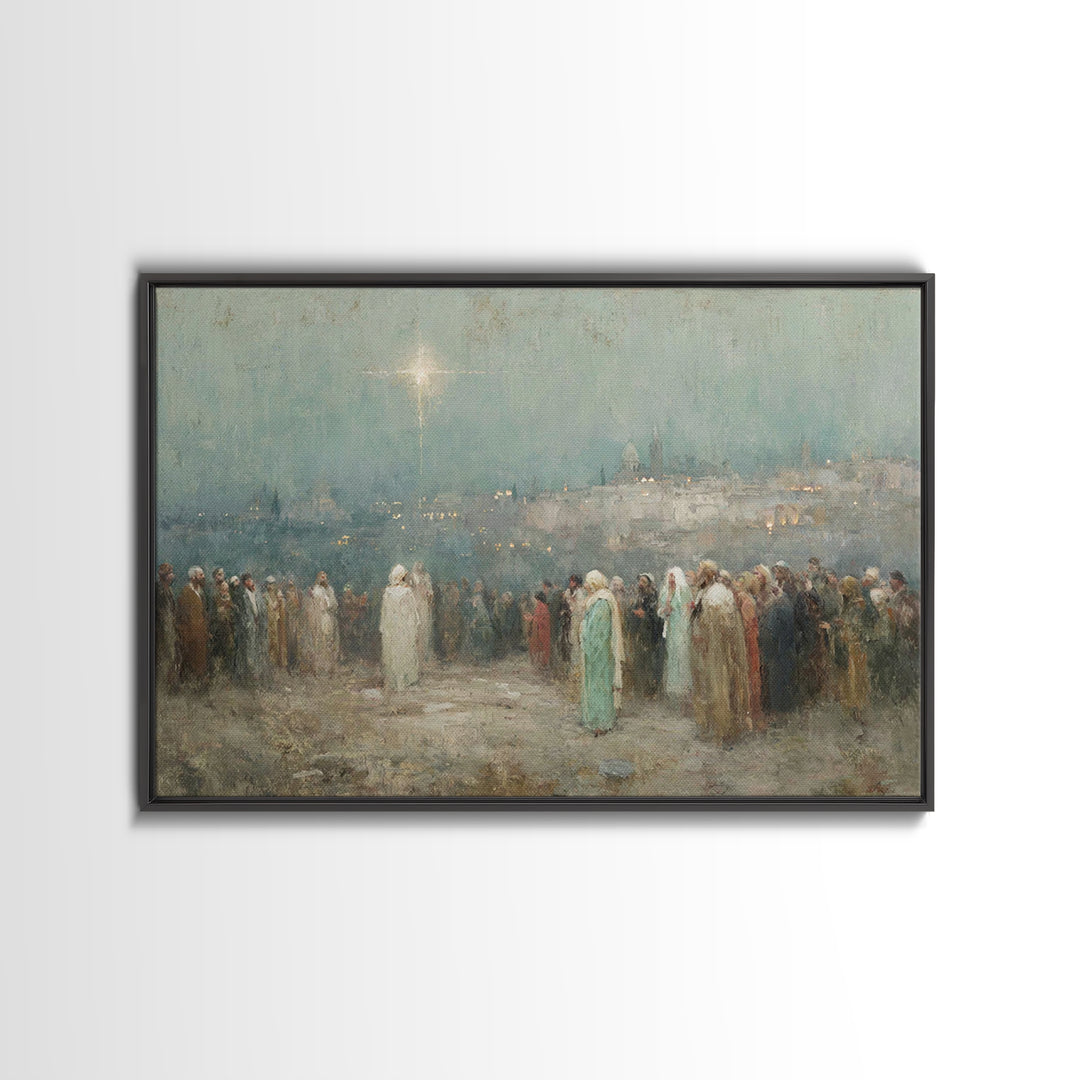 Bethlehem Promise – Framed Canvas Print – Christian Wall Art – Christmas Art – Christian Art Canvas – Christian Christmas Decorations – Jes