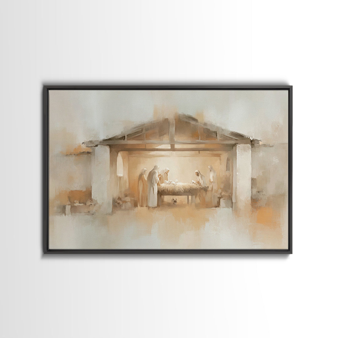 Sacred Birth Glow | Framed Canvas Print | Christian Wall Art | Christmas Art | Christian Art Canvas | Christian Christmas Decor | Christian