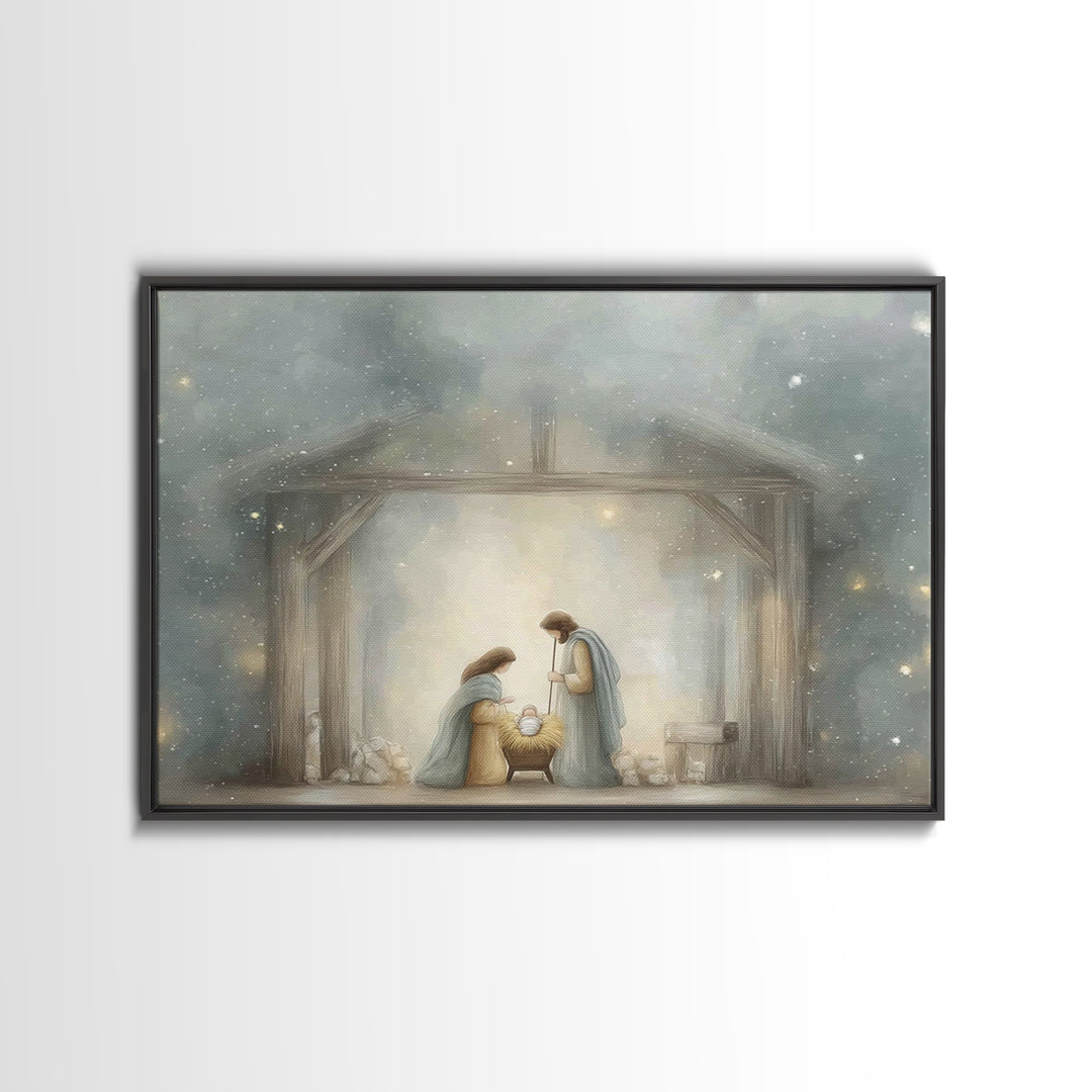 Manger Blessing | Framed Canvas Print | Christian Art Canvas | Christmas Art | Christian Wall Art | Christian Christmas Decor | Jesus Art P