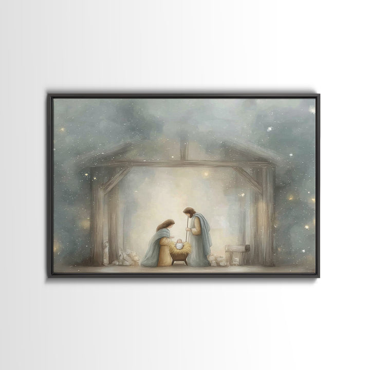 Manger Blessing | Framed Canvas Print | Christian Art Canvas | Christmas Art | Christian Wall Art | Christian Christmas Decor | Jesus Art P