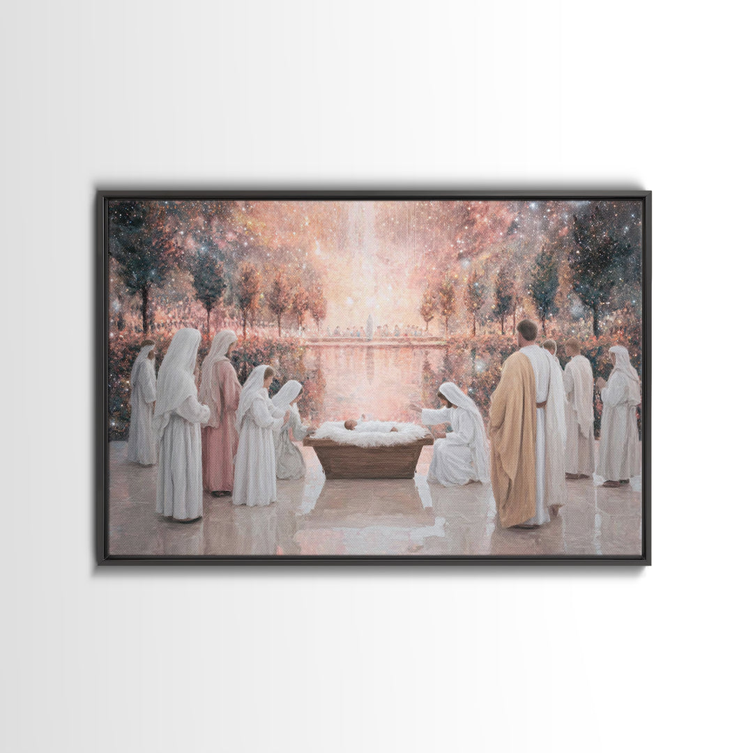 Celestial Birth – Framed Canvas Print – Jesus Painting – Christian Christmas Art – Christian Wall Art – Christian Art Canvas – Christian Gi