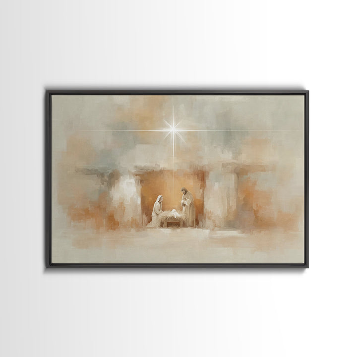 Humble Dawn – Framed Canvas Print – Jesus Painting – Christian Gift – Christian Wall Art – Christmas Art – Christian Art Canvas