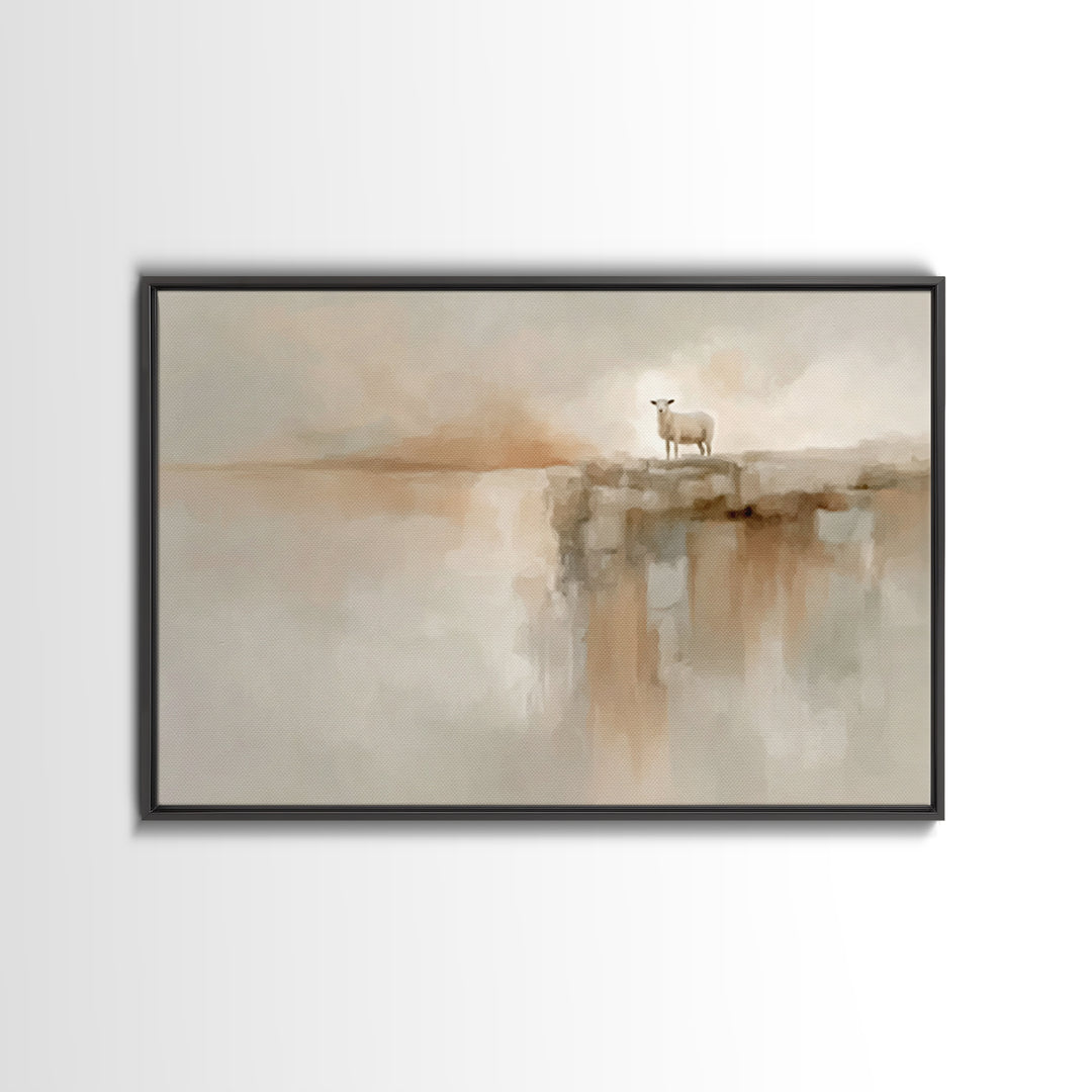 Lost Lamb Hope – Framed Canvas Print – Christian Wall Art – Christian Art Canvas – Minimalist Christian Art – Subtle Christian Art – Christ