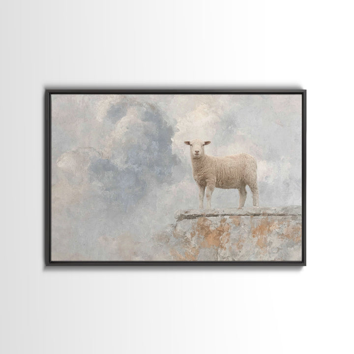 Heavenly Lamb Rise – Framed Canvas Print – Christian Wall Art – Christian Art Canvas – Unique Christian Art – Subtle Christian Art – Christ