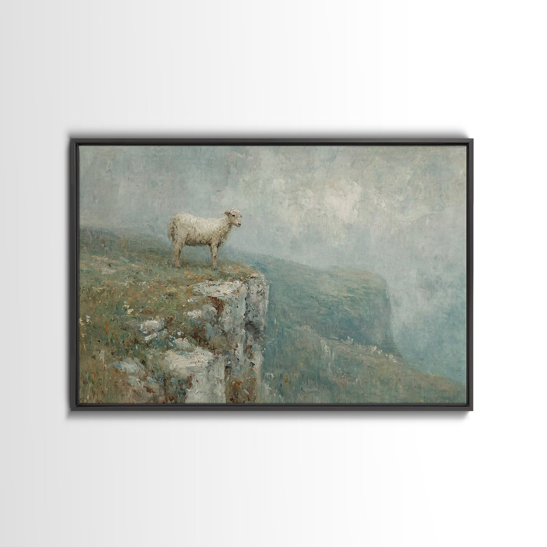 Lone Lamb Glory – Framed Canvas Print – Christian Wall Art – Christian Art Canvas – Abstract Christian Art – Subtle Christian Art – Christi