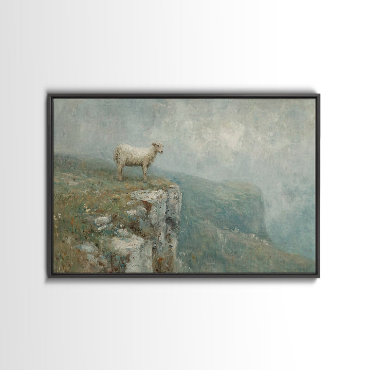Lone Lamb Glory – Framed Canvas Print – Christian Wall Art – Christian Art Canvas – Abstract Christian Art – Subtle Christian Art – Christi