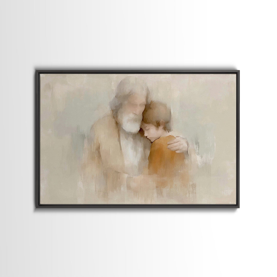 Father’s Comfort – Framed Canvas Print – Christian Wall Art – Minimalist Christian Art – Christian Art Canvas – Subtle Christian Art – Chri