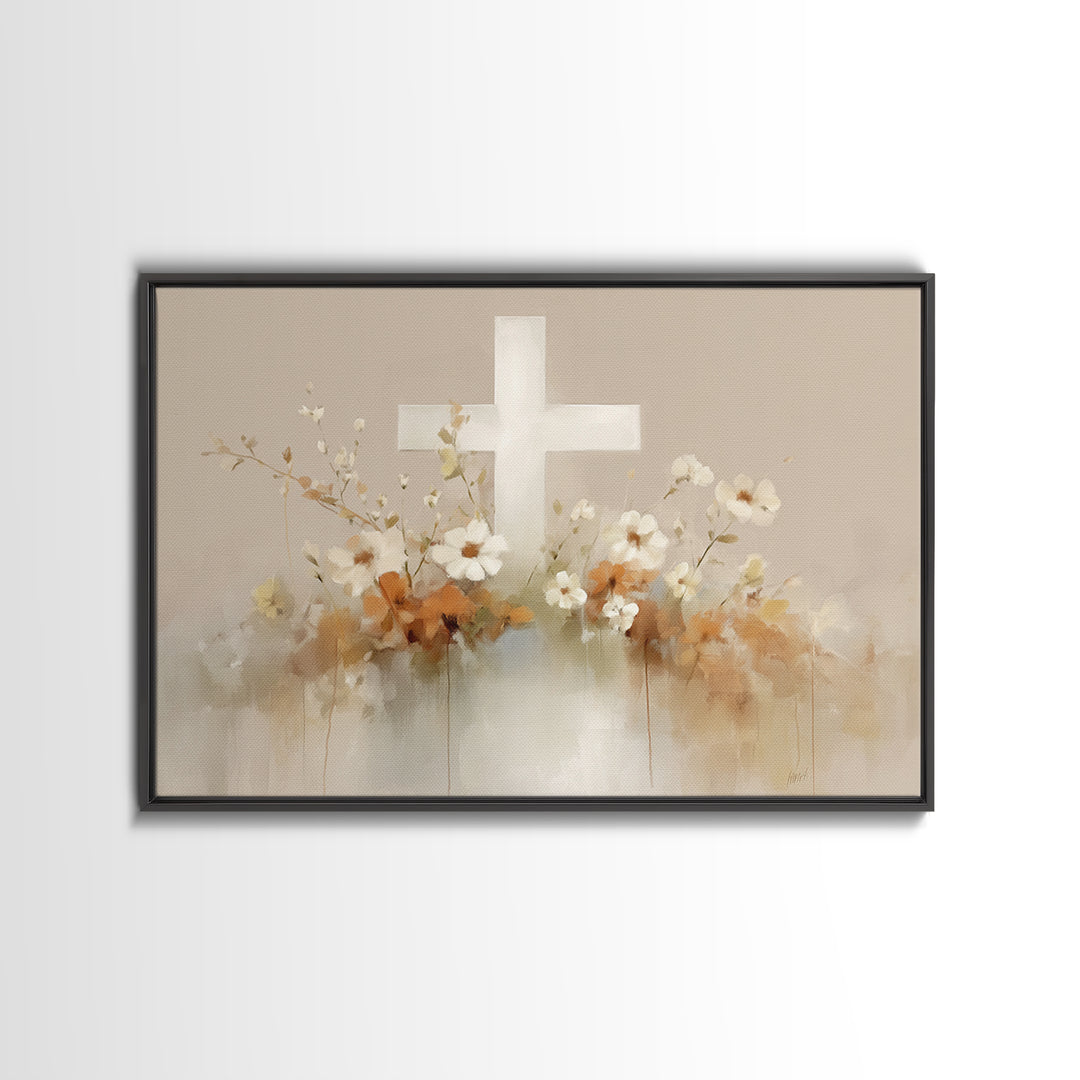 Blooming Grace – Framed Canvas Print – Christian Wall Art – Christian Art Canvas – Minimalist Christian Art – Christian Art Gift – Subtle C
