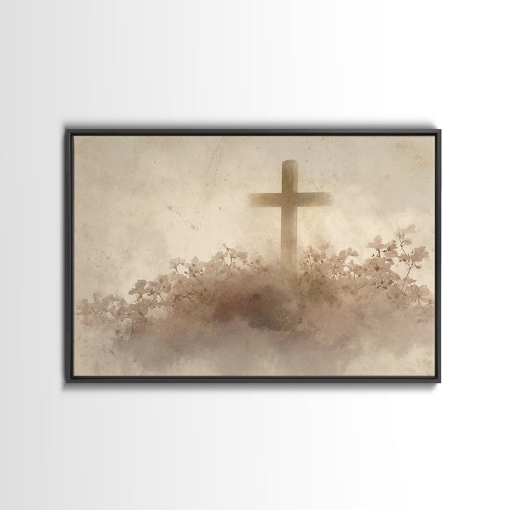 Risen Blossom – Framed Canvas Print – Christian Wall Art – Christian Art Canvas – Christian Decoration – Moody Christian Art – Christian Ar