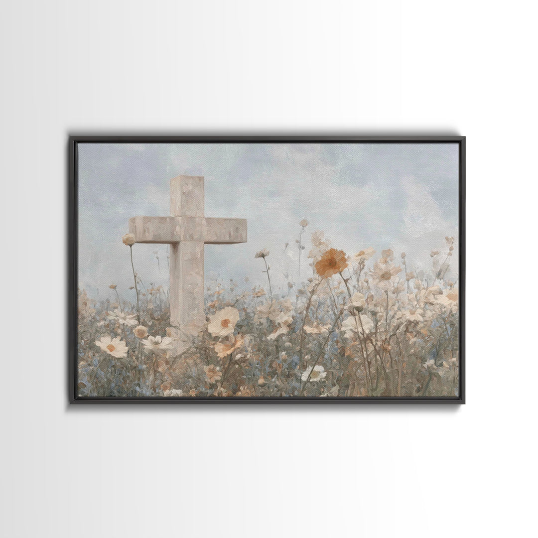 Field Of Mercy, Framed Canvas Print, Christian Art Print, Christian Wall Art, Abstract Christian Art, Christian Gift, Jesus Painting