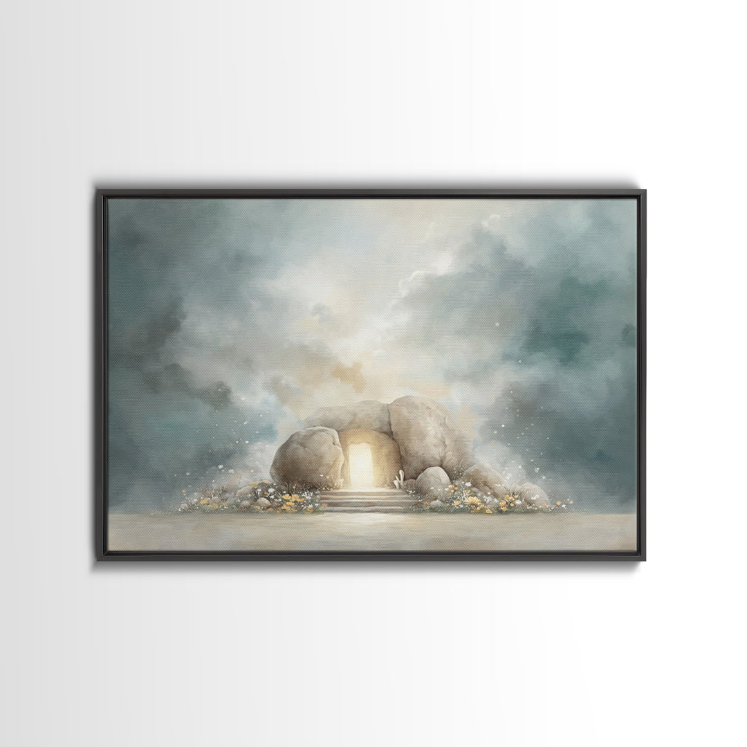 Tomb Of Hope – Framed Canvas Print – Christian Art Canvas – Christian Wall Art – Christian Christmas Decor – Jesus Christmas Art – Subtle C