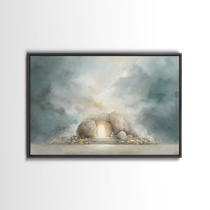 Tomb Of Hope – Framed Canvas Print – Christian Art Canvas – Christian Wall Art – Christian Christmas Decor – Jesus Christmas Art – Subtle C
