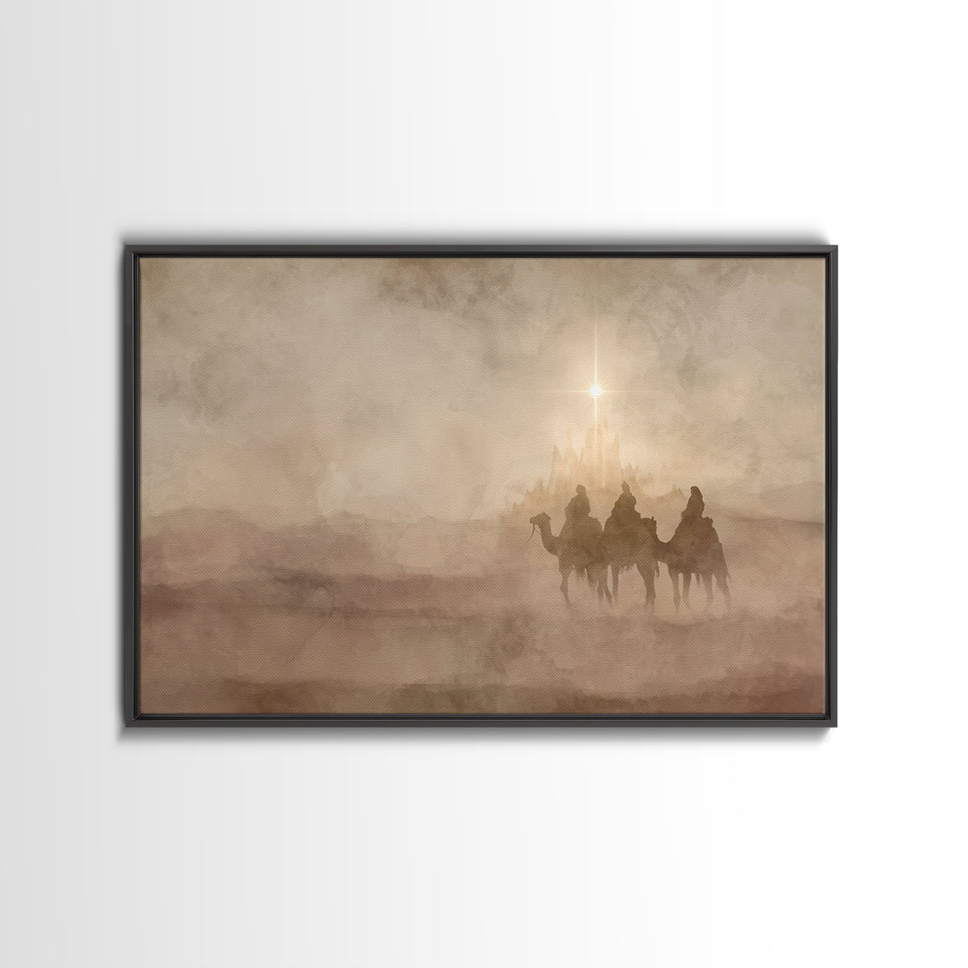 Starbound Journey, Framed Canvas Print, Christian Art Prints, Christian Wall Art, Christmas Canvas Wall Art, Christian Decorations, Moody C
