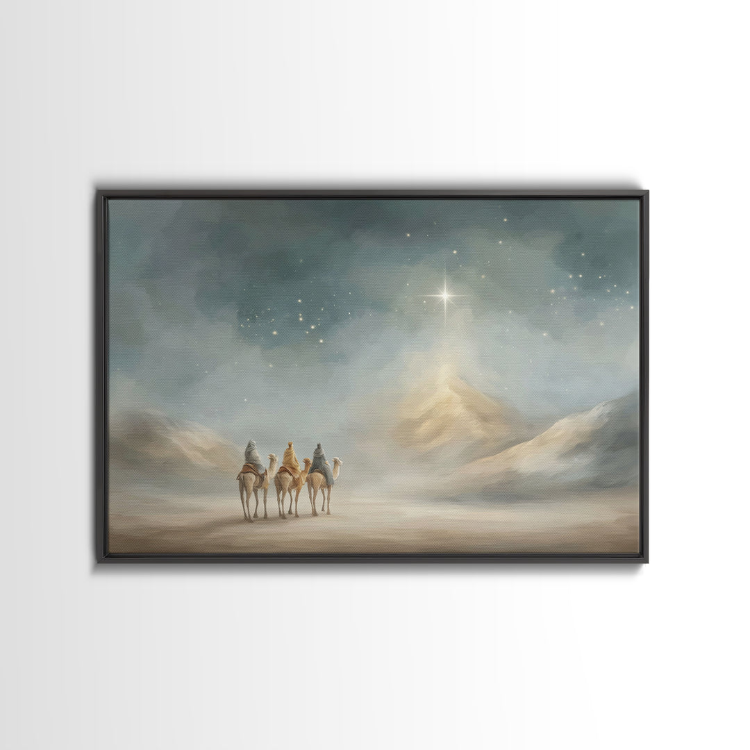 Mystic Star Road | Framed Canvas Print | Christmas Art Framed | Christian Wall Art | Christian Christmas Art | Jesus Painting | Christian A